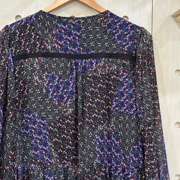 LOST + WANDER Sweet Surrender Dress SZ M Floral Long Sleeve Purple Black - Picture 7 of 13